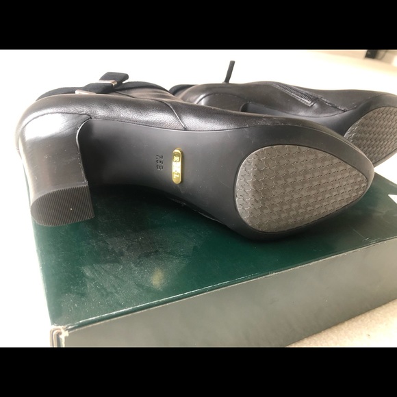 LRL Ralph Lauren Womens Brin Ankle Boots Booties Black Straps Leather - Picture 8 of 11